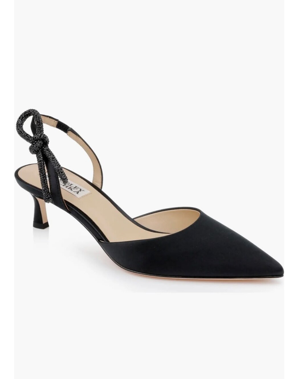 Badgley Mischka Bridal Gently Slingback Pointed Toe Kitten Heel Pump